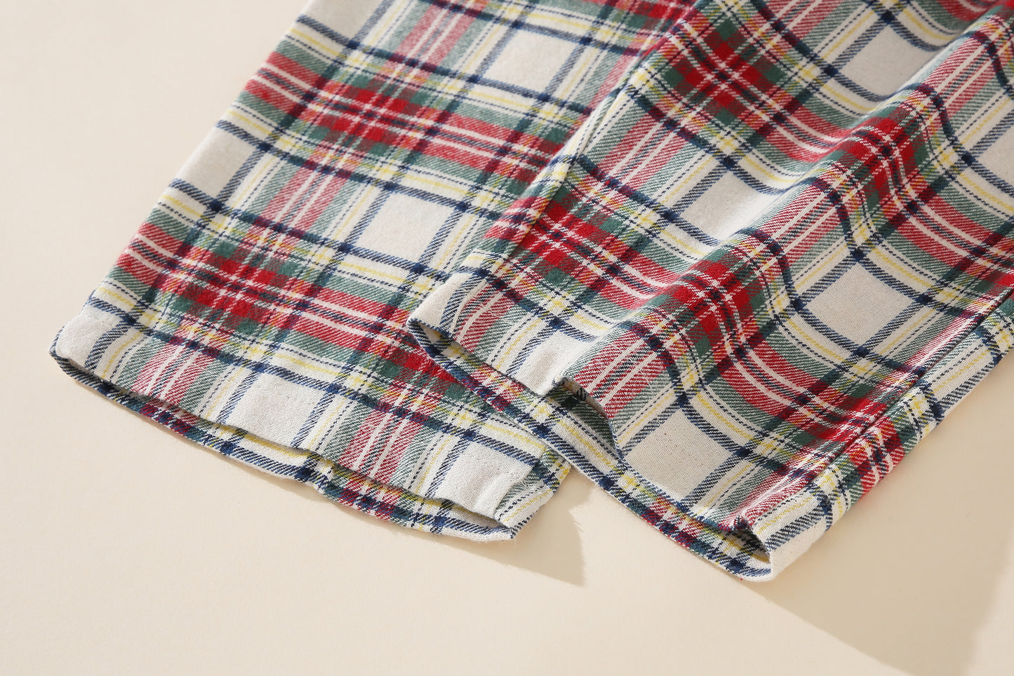 Teddy 2-Piece Loungewear Set | Red/Green Plaid Shorts