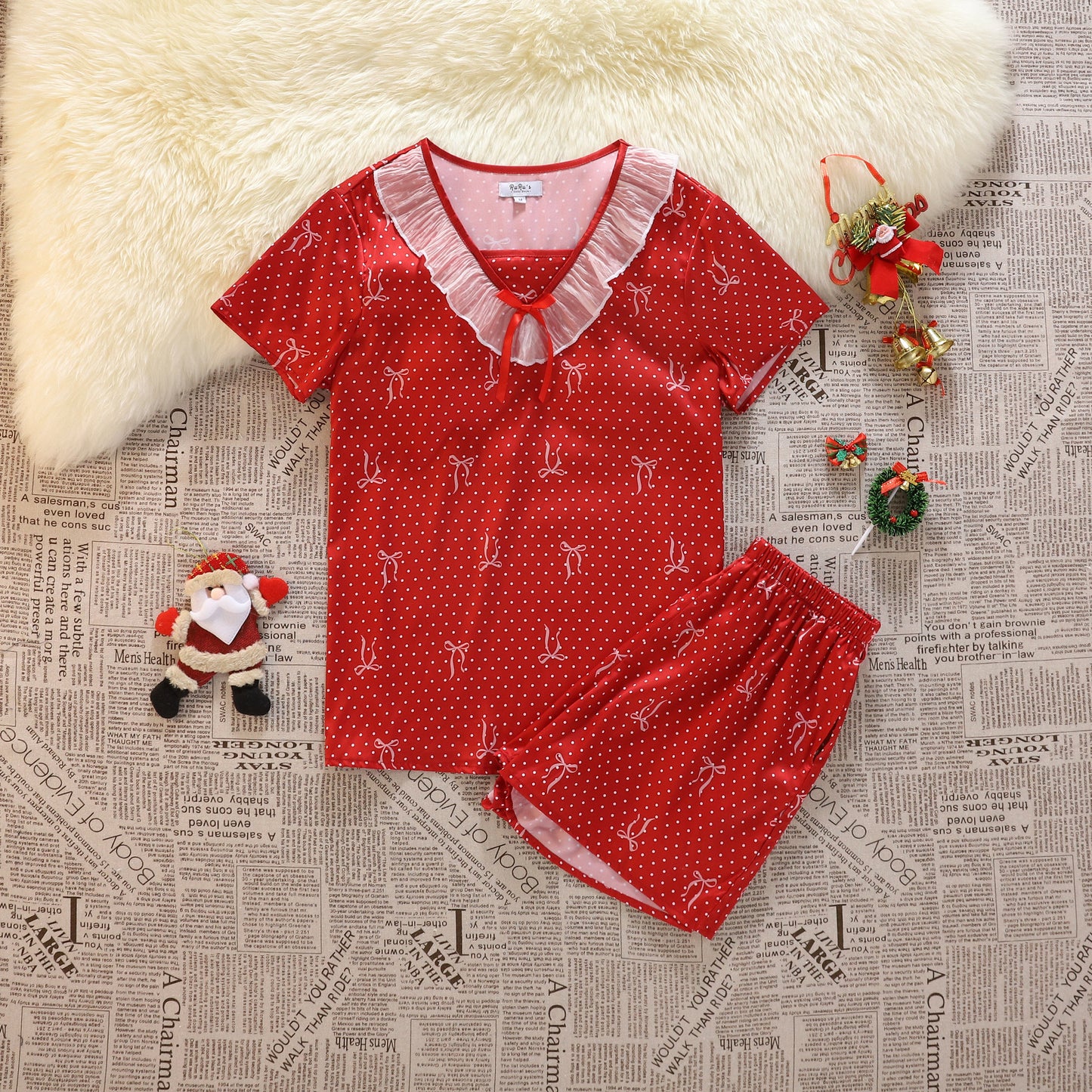 [PRE-ORDER] Polka Dot Satin Pajama Set for Her | RuRu’s Cozy Days Christmas Edition