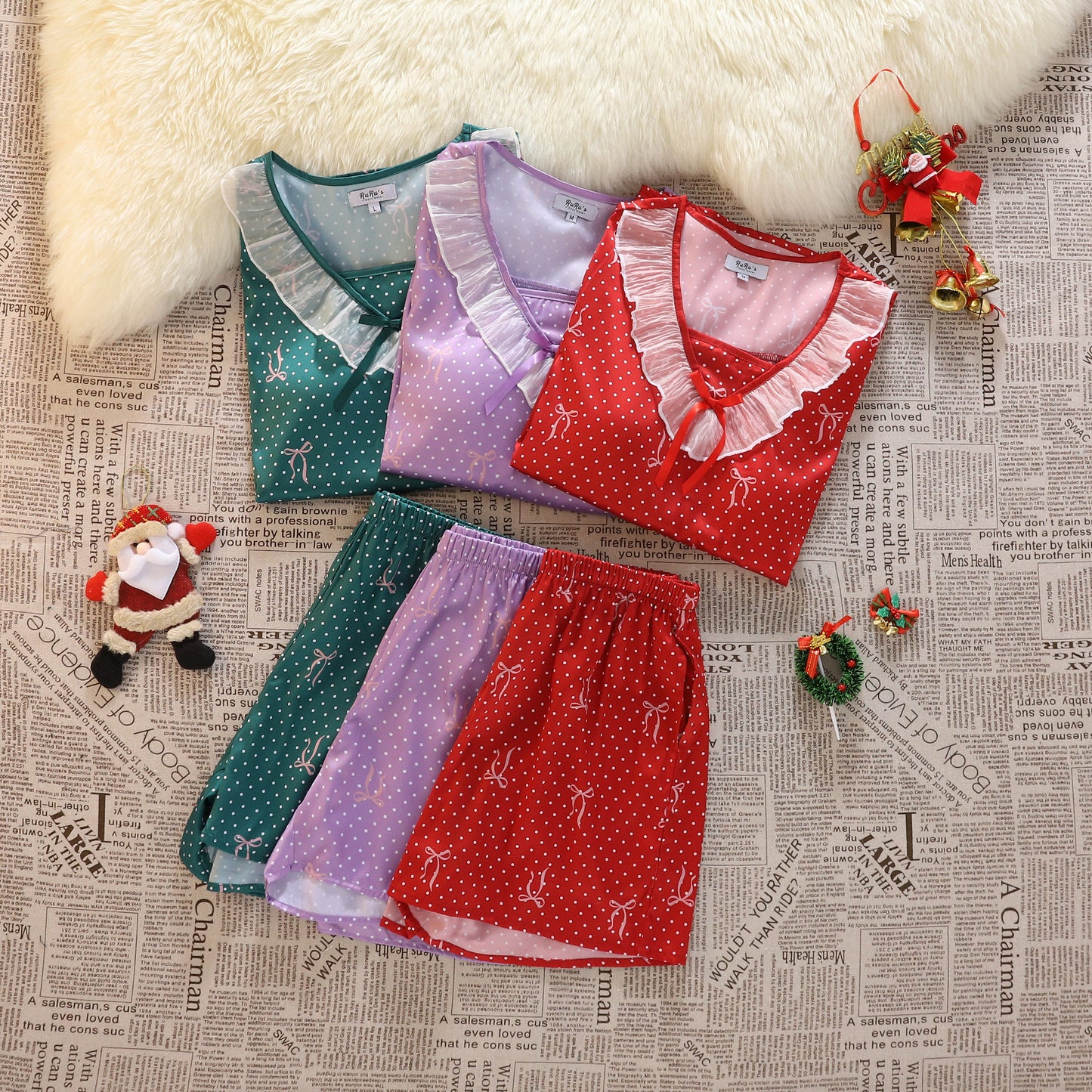 [PRE-ORDER] Polka Dot Satin Pajama Set for Her | RuRu’s Cozy Days Christmas Edition