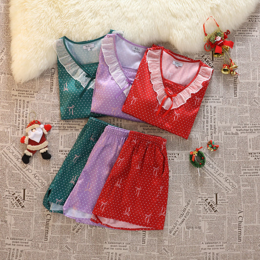 [PRE-ORDER] Polka Dot Satin Pajama Set for Her | RuRu’s Cozy Days Christmas Edition