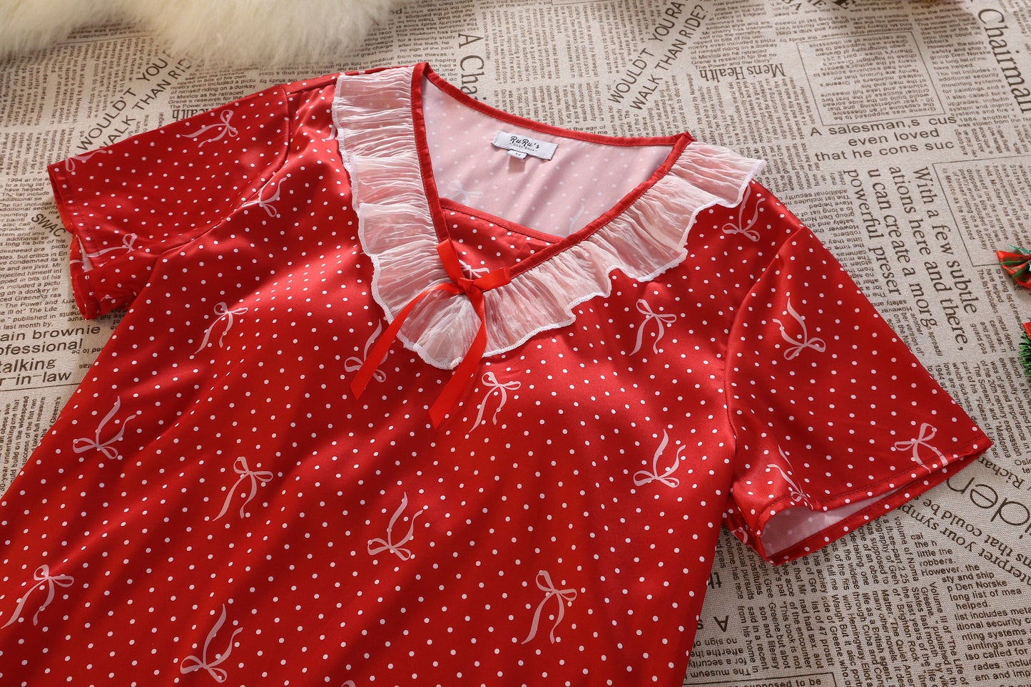 [PRE-ORDER] Polka Dot Satin Pajama Set for Her | RuRu’s Cozy Days Christmas Edition