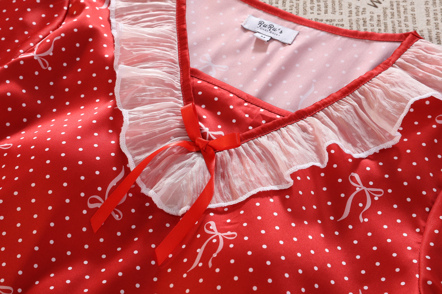 [PRE-ORDER] Polka Dot Satin Pajama Set for Her | RuRu’s Cozy Days Christmas Edition