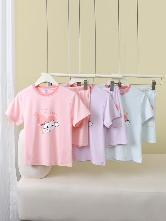Kids Short Sleeve Lounge Set – Soft Pastel Series
