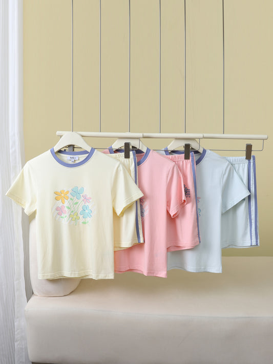 Kids Short Sleeve T-Shirt & Shorts Set – Soft Floral