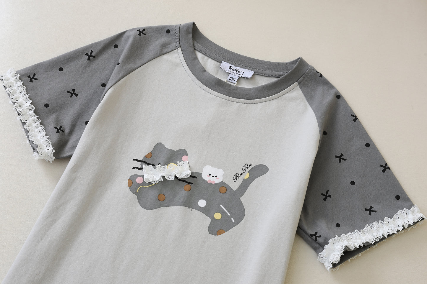 RuRu Kids Short Sleeve Pyjama Set – Kitty Lace