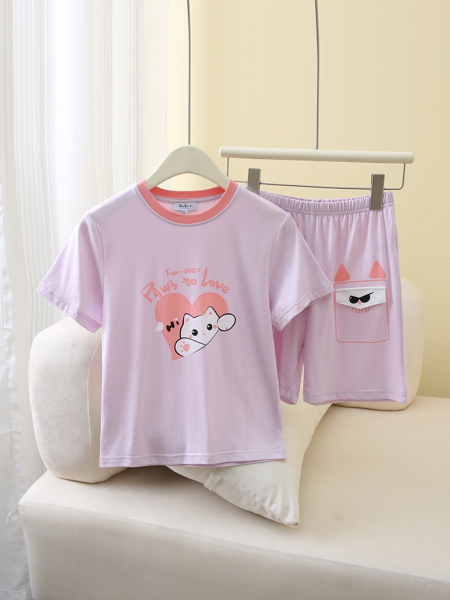 Kids Short Sleeve Lounge Set – Soft Pastel Series