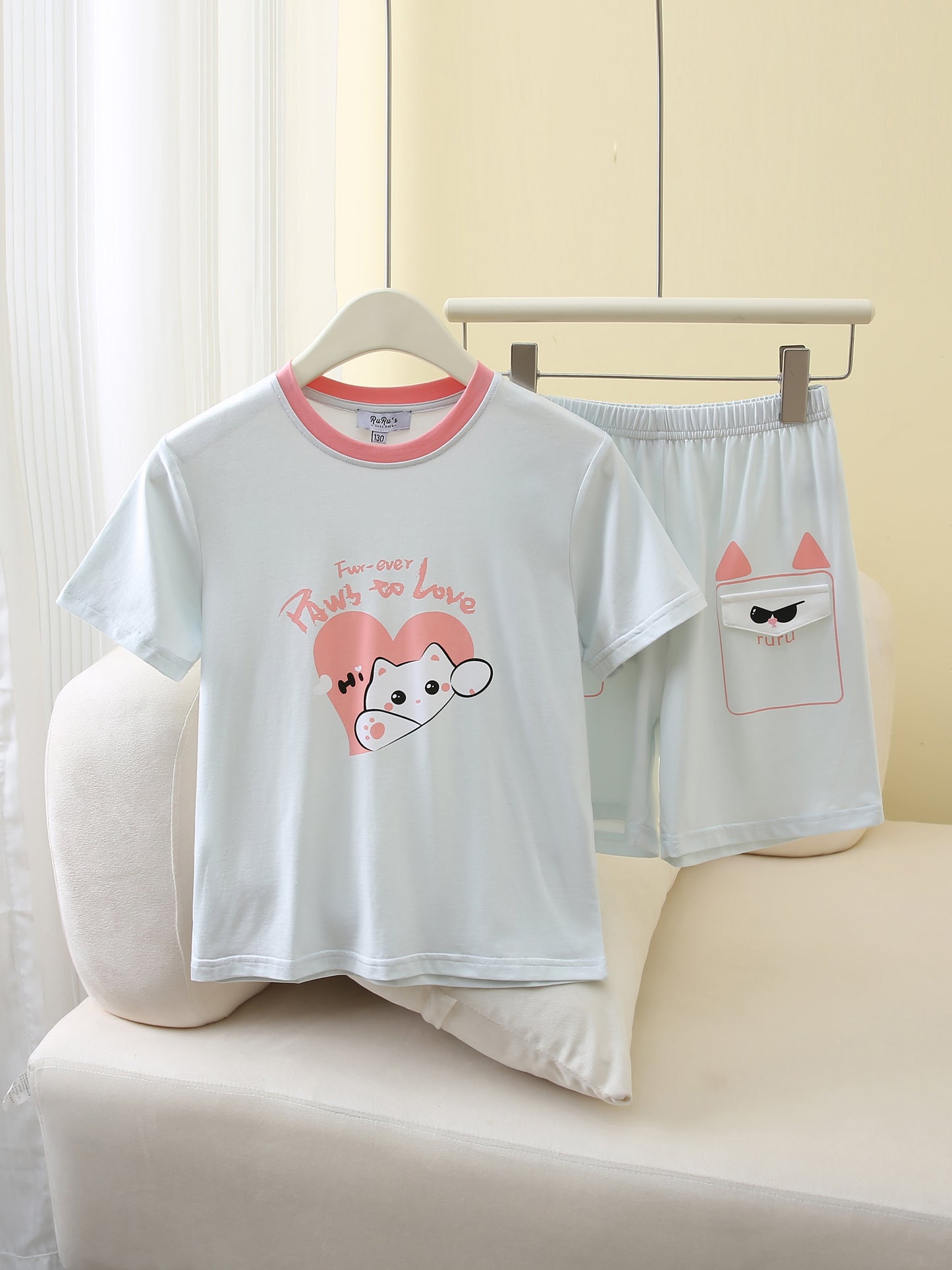 Kids Short Sleeve Lounge Set – Soft Pastel Series