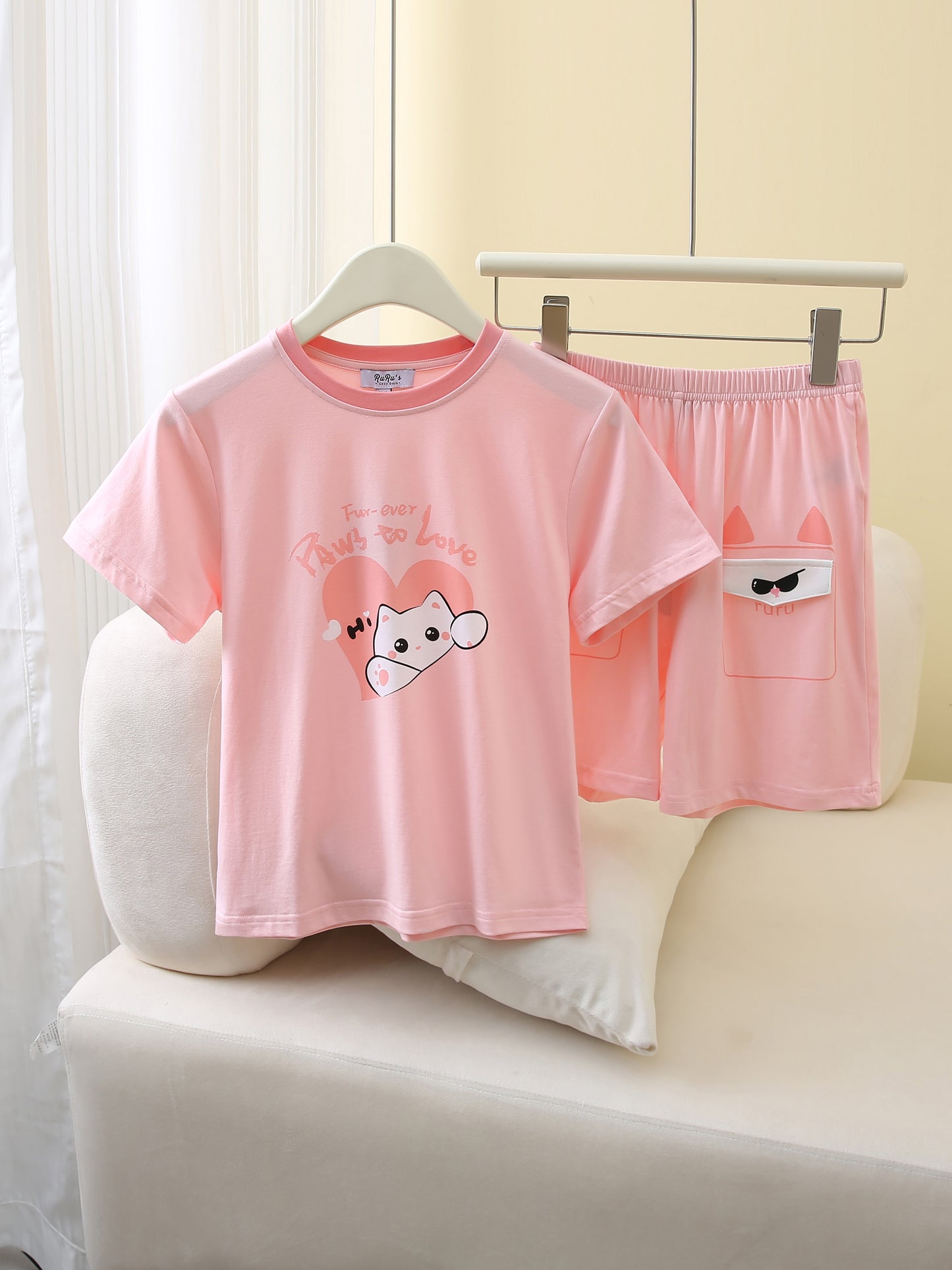 Kids Short Sleeve Lounge Set – Soft Pastel Series