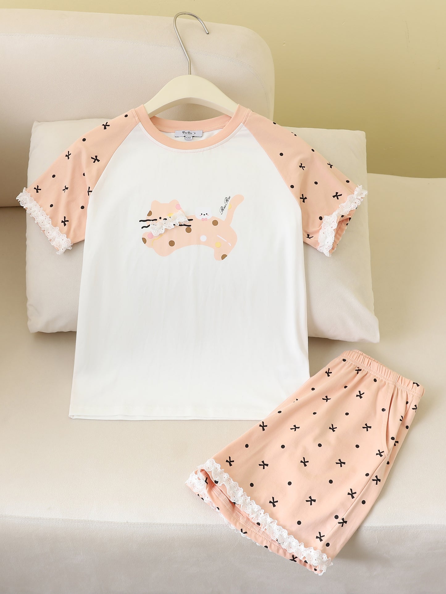 RuRu Kids Short Sleeve Pyjama Set – Kitty Lace