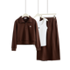 3-Piece Loungewear Sweatshirt Set (Polo Top + Tank + Skirt)