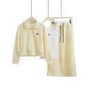 3-Piece Loungewear Sweatshirt Set (Polo Top + Tank + Skirt)