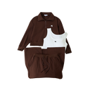 3-Piece Loungewear Sweatshirt Set (Polo Top + Tank + Skirt)