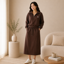 3-Piece Loungewear Sweatshirt Set (Polo Top + Tank + Skirt)
