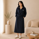 3-Piece Loungewear Sweatshirt Set (Polo Top + Tank + Skirt)