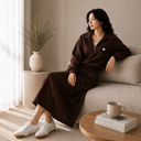 3-Piece Loungewear Sweatshirt Set (Polo Top + Tank + Skirt)