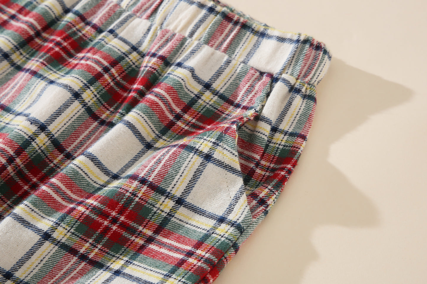 [PRE-ORDER]  Teddy 2-Piece Loungewear Set | Red/Green Plaid Shorts