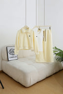 3-Piece Loungewear Sweatshirt Set (Polo Top + Tank + Skirt)
