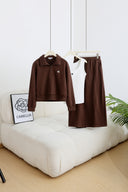 3-Piece Loungewear Sweatshirt Set (Polo Top + Tank + Skirt)