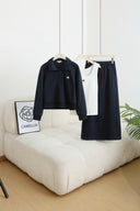3-Piece Loungewear Sweatshirt Set (Polo Top + Tank + Skirt)