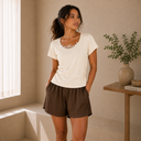 Built-In Bra Short Sleeve and short Lounge Set