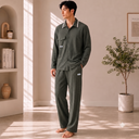 Collared Lounge Shirt Set for Men