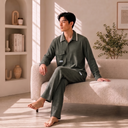 Collared Lounge Shirt Set for Men