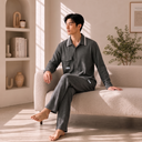 Collared Lounge Shirt Set for Men