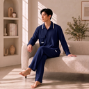 Collared Lounge Shirt Set for Men