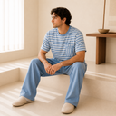 Everyday Stripe Short Sleeve Loungewear Set