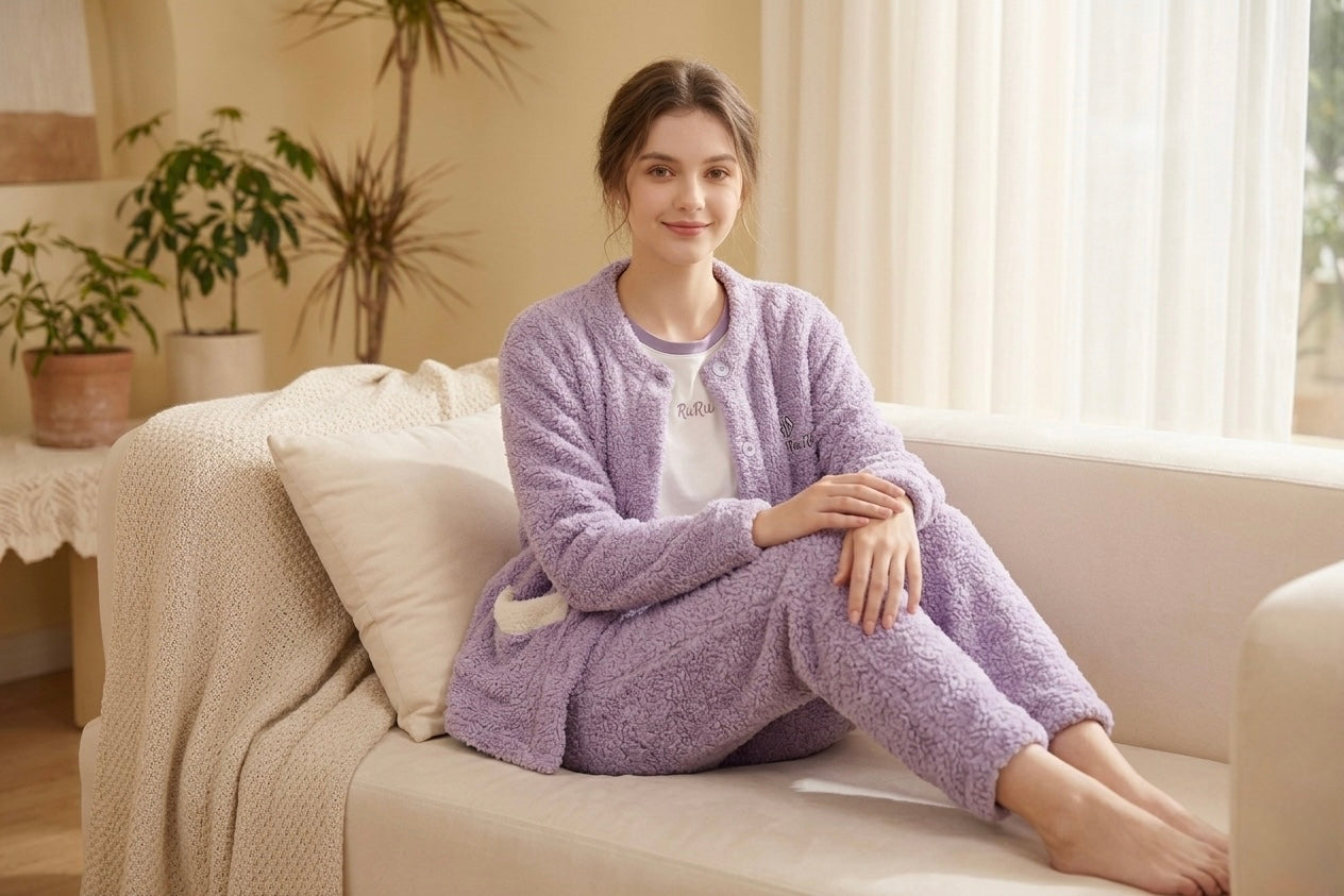 RuRu‘s Cozy Button Fleece 3-Piece Lounge Set
