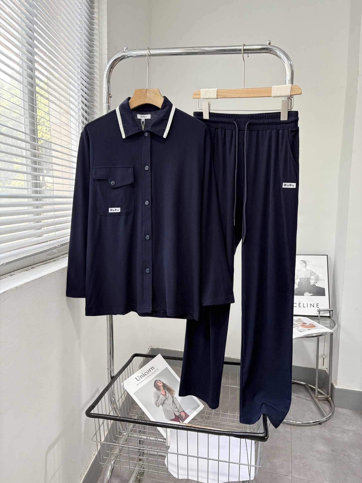 Collared Lounge Shirt Set for Men