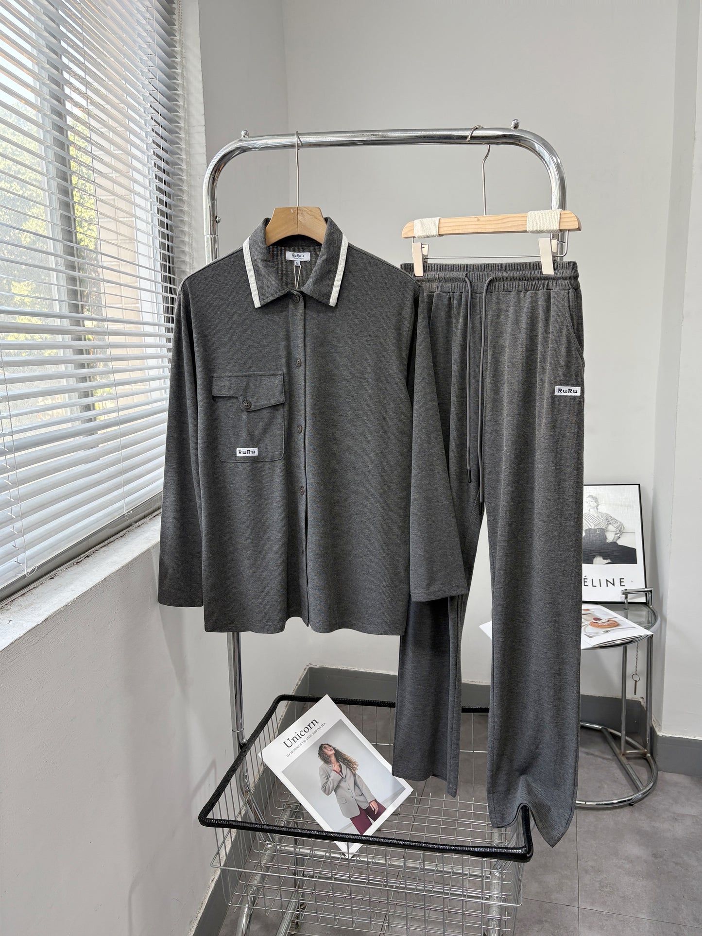 Collared Lounge Shirt Set for Men