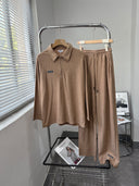Textured Zip Collar Lounge Set for Men