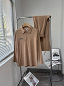 Textured Zip Collar Lounge Set for Men