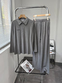 Textured Zip Collar Lounge Set for Men