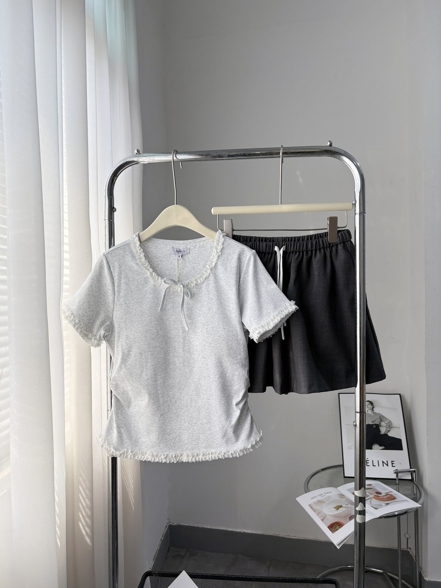 Soft Lace Short Sleeve and skirt Lounge Set