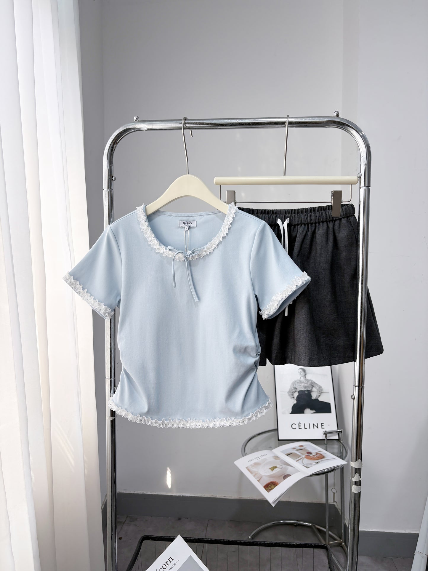 Soft Lace Short Sleeve and skirt Lounge Set