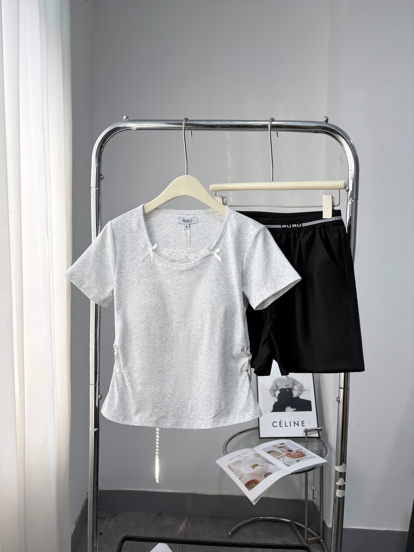 Built-In Bra Short Sleeve and short Lounge Set