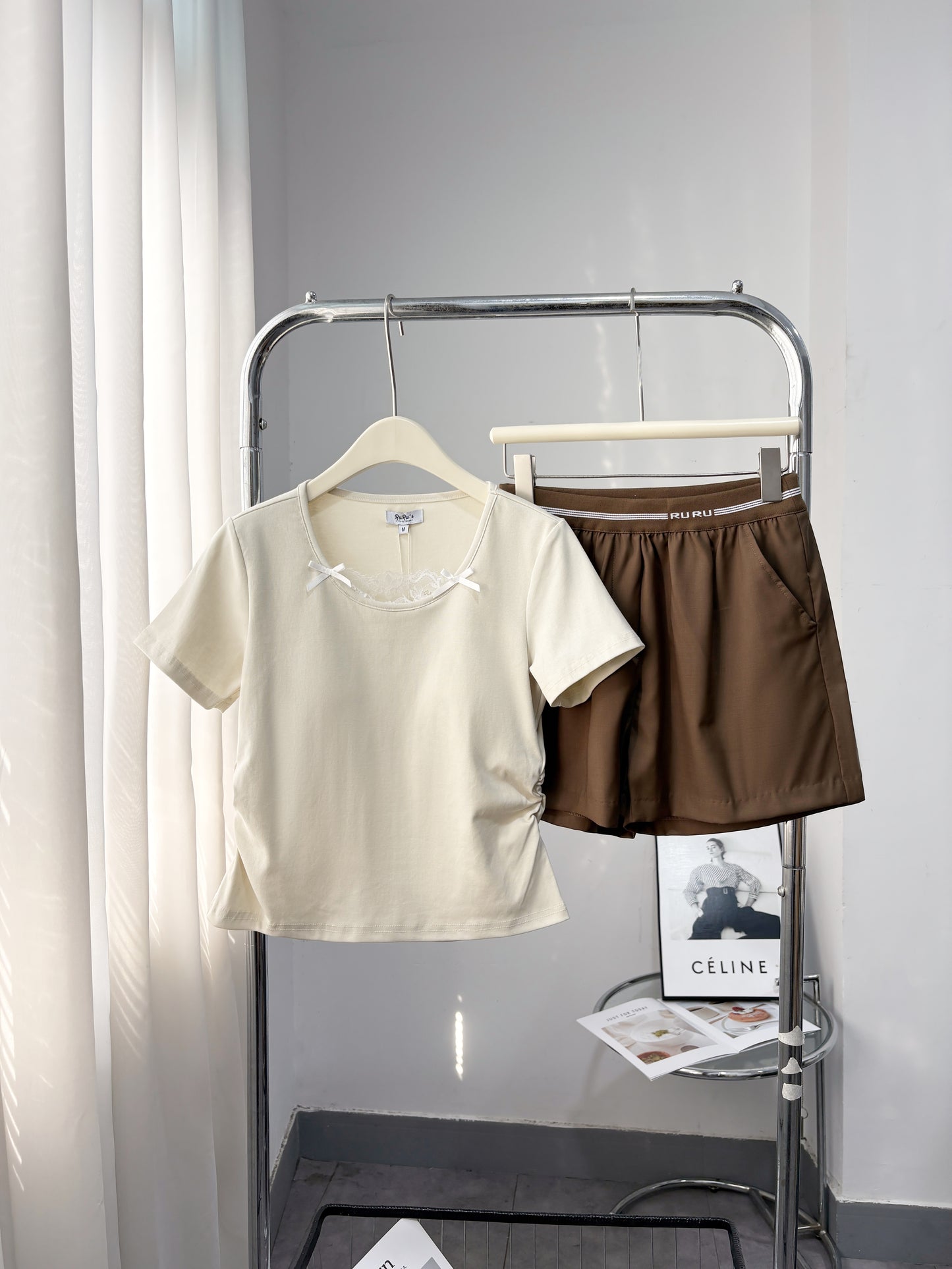 Built-In Bra Short Sleeve and short Lounge Set