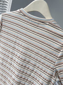 Striped Short Sleeve Top & Utility Skirt Set