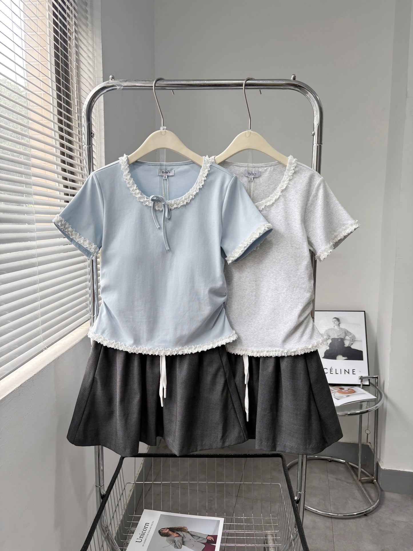 Soft Lace Short Sleeve and skirt Lounge Set