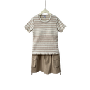 Striped Short Sleeve Top & Utility Skirt Set