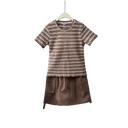 Striped Short Sleeve Top & Utility Skirt Set