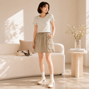 Striped Short Sleeve Top & Utility Skirt Set
