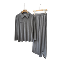 Textured Zip Collar Lounge Set for Men