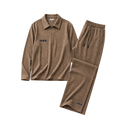 Textured Zip Collar Lounge Set for Men